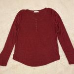 Pink Rose Crimson Red Ribbed Long Sleeve Tee Small Photo 1