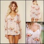 Show Me Your Mumu  Western Skull Long Sleeve Blouse Top Medium Photo 1