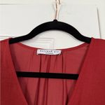 Current Air Smocked Pleated Jumpsuit Satin Women V-Neck Orange Rust Cap Sleeve Photo 4