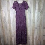J’s Collections Size 10 Beaded Soutache Evening Gown Dark Plum Short Sle… Purple Photo 2