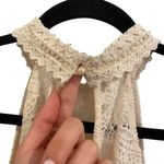 Champagne & Strawberry Tiered Maxi Dress With Crochet Trim & Floral Appliqué Tan Photo 6