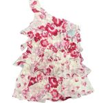 NEW Pearl Georgina Chapman Marchesa Ruffle One Shoulder Floral Mini Dress 8 NWT Pink Photo 3