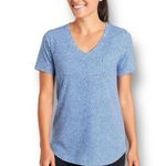 Athleta  M Blue Camo V-Neck Tee Performance Lightweight Activewear Yoga Gym Photo 0