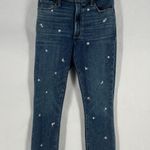 Abercrombie & Fitch  Simone High Rise Ankle Jeans Women 25 Blue Embroidery Floral Photo 0
