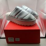 Maeve NIB Anthropologie  Puffy Platform Slippers  L 10-11 metallic silver slip on Photo 1