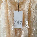 ZARA NWT  Blogger Fave Ivory Sequin Flower Appliqué Mesh Mini Dress Size Small Photo 5