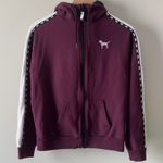 Victoria's Secret PINK  Burgundy Full Zip Hoodie Sequin Dog Fleece Hood Jacket XS Photo 0