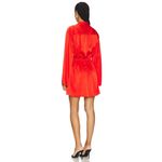 CAROLINE CONSTAS Aesha Bell Sleeve Mini Shirt Dress in Madder Red Small New Photo 9