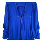 New Look ‎ Zip Up Blue Romper Shorts Roll Tab Sleeves Women Plus Size 2X Photo 2