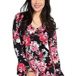 Kate & Mallory 218. ® floral print Knit zip-off Bell Sleeve blouse Photo 0