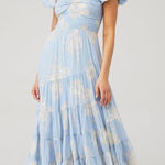 Free People Free‎ People Sundrenched Short-Sleeve Floral Maxi Dress Sky Blue Puff Sleeve Photo 0