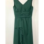 Azazie Size 4 Formal Dress Maxi A Line Empire Pleated Waist V Neck & Back Green Photo 3