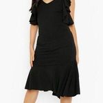 Boohoo  Frill Open Back Short Waterfall Flutter Sleeve Flounced Hem Midi Dress 10 Photo 0