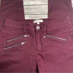 Love, Fire Womens Skinny Leg Pants Chinos Burgundy Maroon 5 Mid Rise Zip Pockets Photo 3