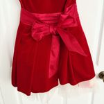 Japanese Gyaru Red Velvet Flower Petals Faux Fur Sleeved Valentines Mini Dress Photo 6