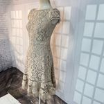 Tadashi Shoji Cap Sleeve Laced Ivory Nude Fit & Flare Cocktail Party Dress Sz 4 Photo 3