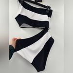 Beach Riot  Joyce One Shoulder One Piece Swimsuits Striped Black White Photo 4