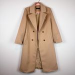 O.p.t. Lennox Double Breasted Coat in Camel Tan Brushed Peacoat Long Size Small Photo 2