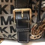 Michael Kors Brookville Black Signature Canvas/Leather Satchel Handbag Purse Photo 7