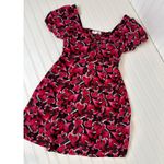 Steve Madden Heart Print Dress Smocked Back Dress Red Pink Black Mini Size S Photo 1
