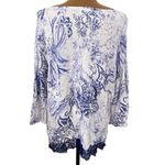 Chico's Chico’s Paisley Printed Lace-Trim Pullover in white and blue US size 16 Photo 2