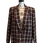 Vintage 80’s Criscione New York Blazer Jacket Plaid Red Green Size Large Bling Photo 0