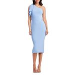 Dress the Population  Tiffany One-Shoulder Midi Dress in Sky Size Medium Photo 7