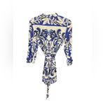 ZARA  Printed Blue Shirt Linen Dress Photo 7