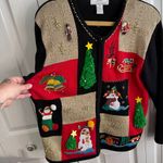Lisa International Christmas patchwork cardigan size large Black Photo 1
