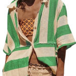 Free People  Del Mar striped cabana mesh shirt green Photo 0
