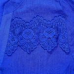 Apt. 9  | Blue Lace Yoke Roll Tab Sleeve Blouse | Large Photo 2