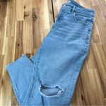 Loft Curvy Skinny Jeans Women’s Size 10P / 30 Light Wash Distressed Knee Raw Hem Photo 4