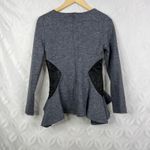 Donna Karan Wool Blend Ruffle Faux Leather Panels Size 4 Blouse Photo 6