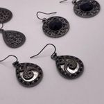 Lot Of 4 Dangle Costume Earrings Pierced Bead / Metal Mix Dark Aged Silver Tone Photo 7