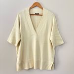 Lafayette 148 New York Knit V Neck Sweater Tunic Cream Cotton Silk Size M Size M Photo 1