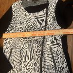 Fever Black and White Animal Print diagonal zip up sweater woman’s large Photo 4