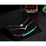 Boutique NEW Women's 3 Piece Bracelet‎ Set, Adjustable, Gold & Turquoise, Adjustable Photo 2