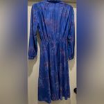 VTG JF Blue Floral Collared Fit & Flare Pleated Dress With Mid Photo 8