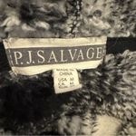 P.J. Salvage  Black White Plaid Fleece Jacket Cozy Button Front Medium Photo 2