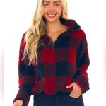 SO ◼️🟥Buffalo Check Plaid Sherpa Pullover Red Black Preppy Cozy🟥◼️~med Photo 8