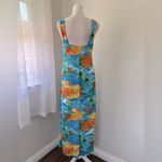 Vintage Y2K Tropical Hawaiian Print Lightweight Scoop Neck Sleeveless Maxi Dress Blue Size XS Photo 5