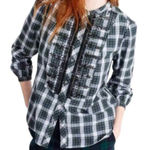 J.Crew  Embellished Button-Up Shirt in Forest Tartan Plaid Medium Photo 0
