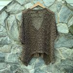 Vintage 90s Woven Short Dolman Sleeve Cardigan Brown Size L Photo 7