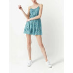 Alice + Olivia Cheyla Shirred Drawstring Mini Short Dress Turquoise Washed Geo Photo 1