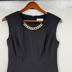 Calvin Klein Solid Black embellished Gold Chain Trim Sheath Dress classic Size 4 Photo 1