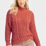 Universal Threads NWT Universal Thread Rust Chunky Cable Knit Mock Turtleneck Pullover Sweater M Photo 0