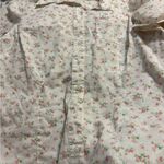 basic editions COPY - Vintage Button Up Blouse White Pink Roses Size Large Photo 10