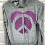 Victoria's Secret  Velour Full-Zip Hoodie Jacket Gray Small SM Pink Dog glitter Photo 5