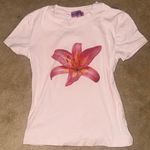 Edikted  Hibiscus Tie Front Mesh Crop Top Pink White Floral Print Small Photo 0