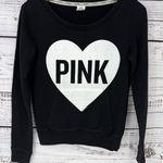 Victoria's Secret Victoria’s Secret Love Pink Black Heart Y2K 2000s Sweater Crew XS Photo 0